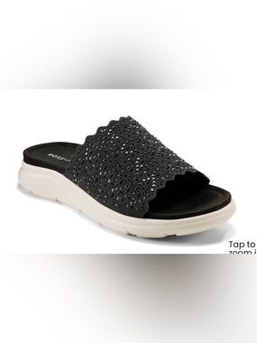 Easy Spirit Black Alora Cut-Out Embellished Comfort Slide Sandals Size 12